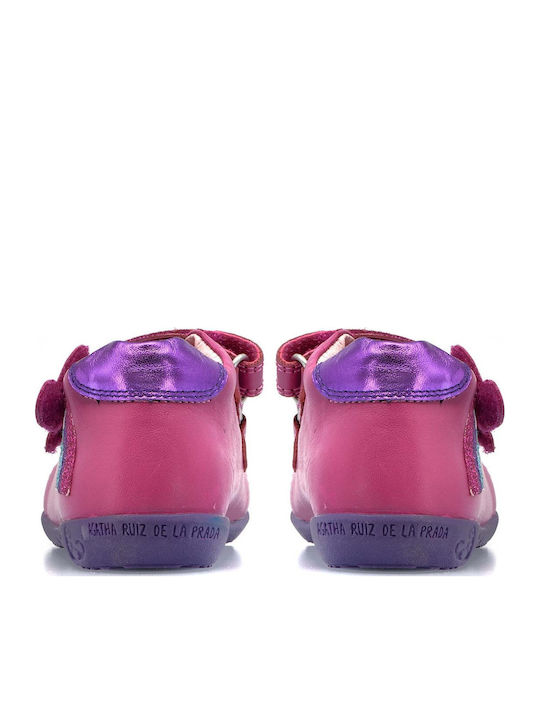 Leather Kids Boots with Velcro Fuchsia