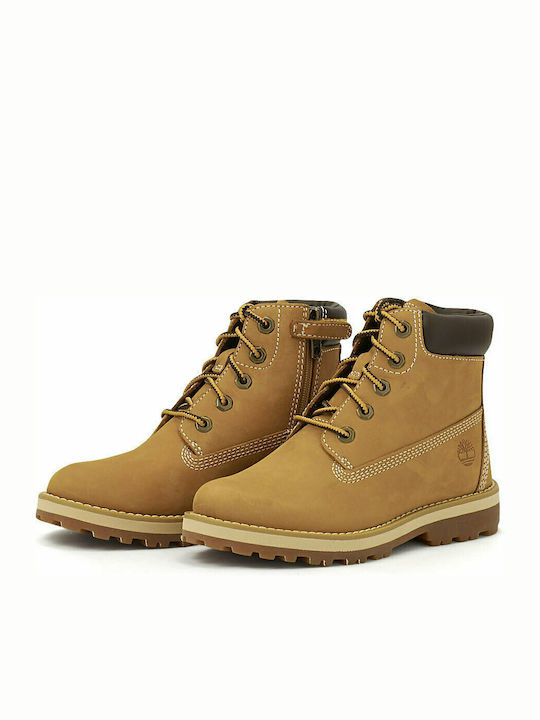 Courma Leather Kids Boots with Zipper Tabac Brown