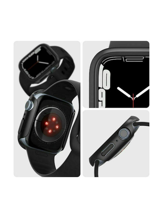 Spigen Thin Fit Plastic Case in Black color for Apple Watch 7, 8, 9 (45mm)