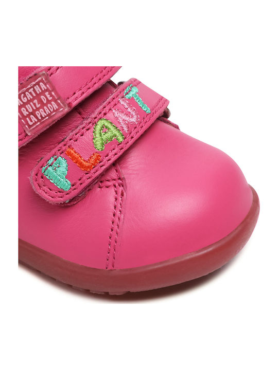 Anatomisch Lederne Kinderstiefeletten mit Klettverschluss Rosa