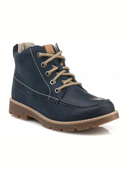 Comet Moon Y Leather Kids Boots with Zipper Navy Blue