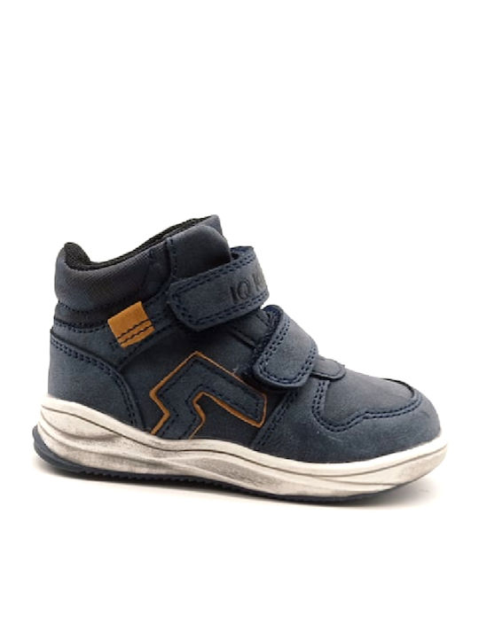 Rafal Leather Kids Boots with Velcro Blue