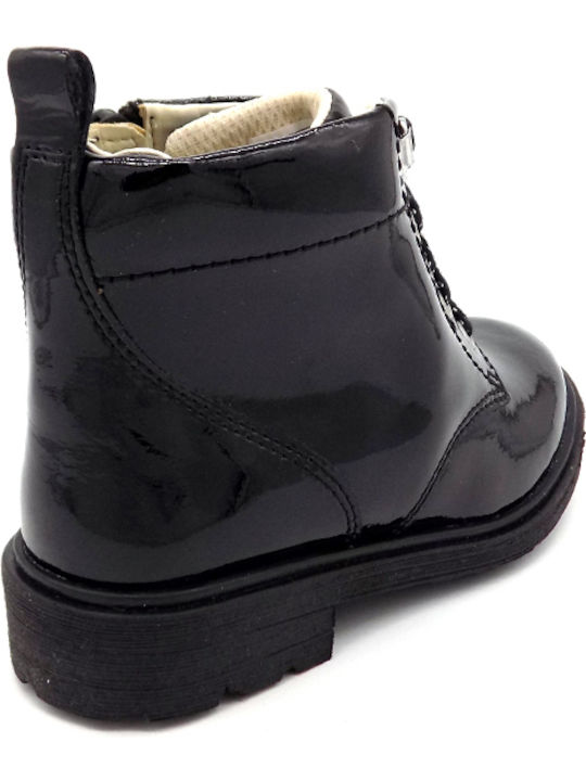 Astrol Lace Δερμάτινα Παιδικά Μποτάκια με Φερμουάρ Μαύρα