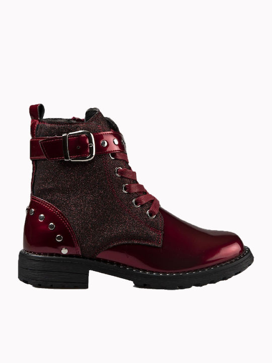 Anatomical Leather Kids Boots with Zipper Burgundy