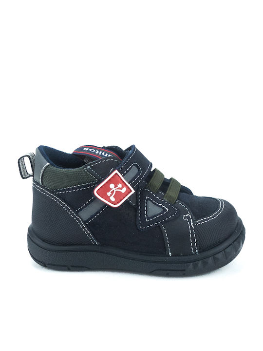 Ghete Copii din Piele cu Velcro Negre