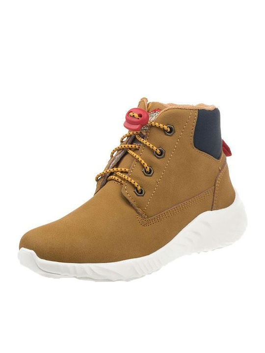 Freren Leather Kids Boots with Laces Beige