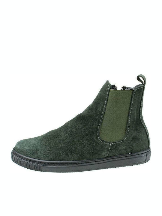 Suede Kinderstiefeletten mit Reißverschluss Grün