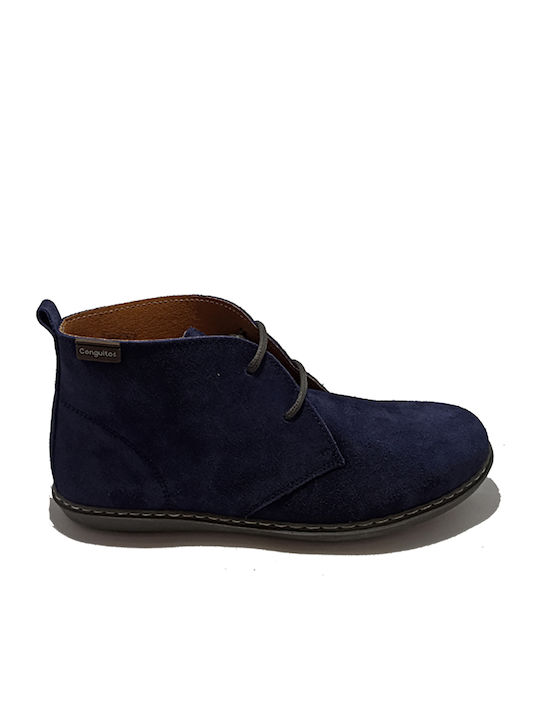 Suede Kinderstiefeletten mit Schnürsenkeln Blau