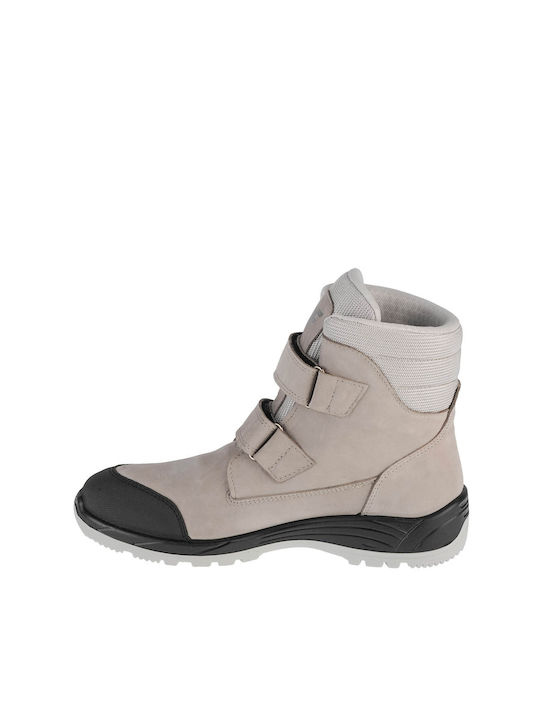 4F Kids Leather Boots with Hoop & Loop Closure Gray