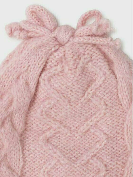 Kids Beanie Set with Scarf & Gloves Knitted Pink
