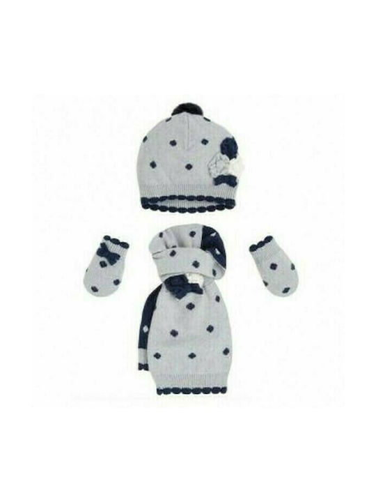 Mayoral Kids Knitted Beanie Set with Scarf & Gloves Gray
