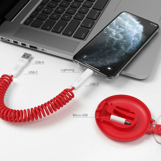 Vonmählen Allroundo C Spiral USB to Lightning Cable Κόκκινο 0.75m (R015P0003)