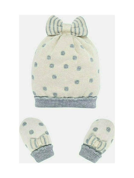 Mayoral Kids Beanie Set with Gloves Knitted White