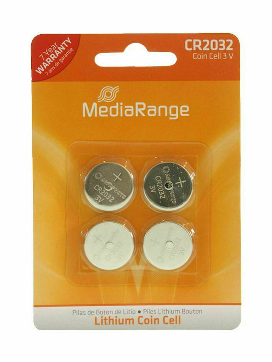 MediaRange Lithium Coin Cell Μπαταρίες CR2032 3V 4τμχ