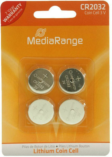 MediaRange Lithium Coin Cell Batterien CR2032 3V 4Stück