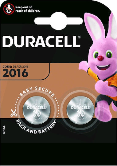Duracell Long Lasting Power 2016 Batterien Lithium für Uhren CR2016 3V 2Stück
