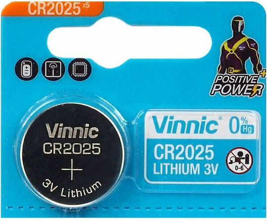 Vinnic Μπαταρία Λιθίου Ρολογιών CR2025 3V 1τμχ