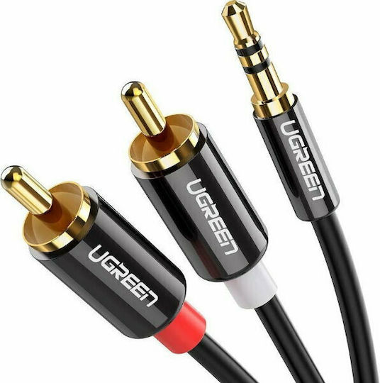 Ugreen Καλώδιο Ήχου 3.5mm male - RCA male Μαύρο 2m με Επίχρυσους Ακροδέκτες 10584