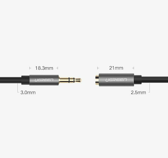 Ugreen 3.5mm Jack Cable 3.5mm Male - 3.5mm Female Black 0.2m With Gold Plated Terminals 10532