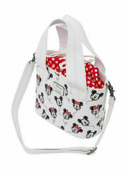 Loungefly Mickey-Minnie Balloons Kinder Rucksack Umhängetasche Weiß 23.7cmx12.5cmx18cmcm