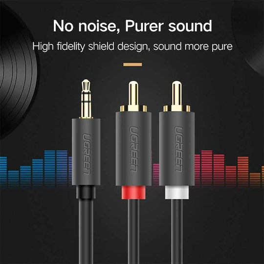 Ugreen 3.5mm Male To RCA Male Audio Cable Black 1.5m With Gold Plated Terminals 10511