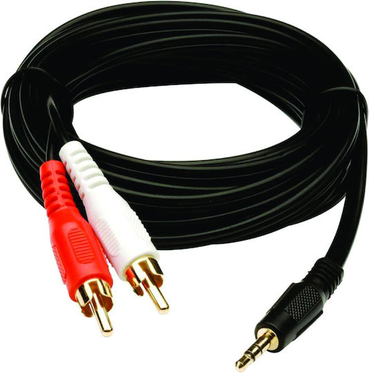 Καλώδιο Ήχου 3.5mm male - RCA male Μαύρο 3m με Επίχρυσους Ακροδέκτες