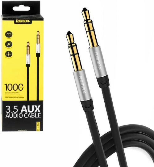 Remax Cablu Audio 3,5 mm Male - 3,5 mm Male Negru 1 m Cu Terminale Placate Cu Aur RM-L100