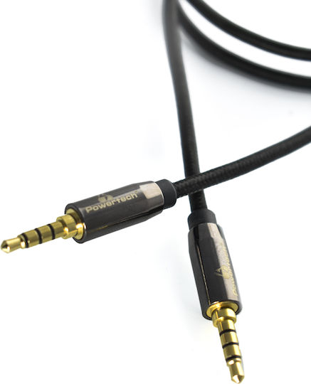 Powertech Καλώδιο Ήχου TRRS 3.5mm male - 3.5mm male Μαύρο 2m με Επίχρυσους Ακροδέκτες PTR-0070