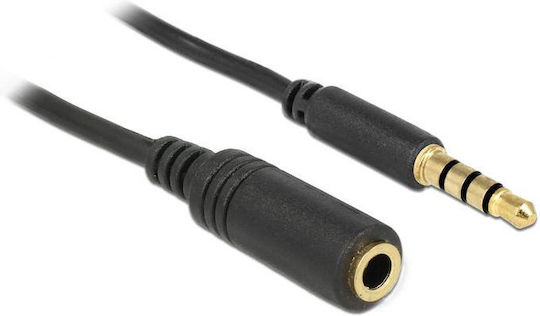 DeLock 3.5mm Jack Cable 3.5mm Male - 3.5mm Female Black 3m With Gold Plated Terminals 84668