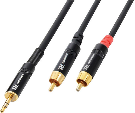 Power Dynamics Кабел за звук 3,5 мм мъжки - RCA мъжки Черен 1,5 м 177.033