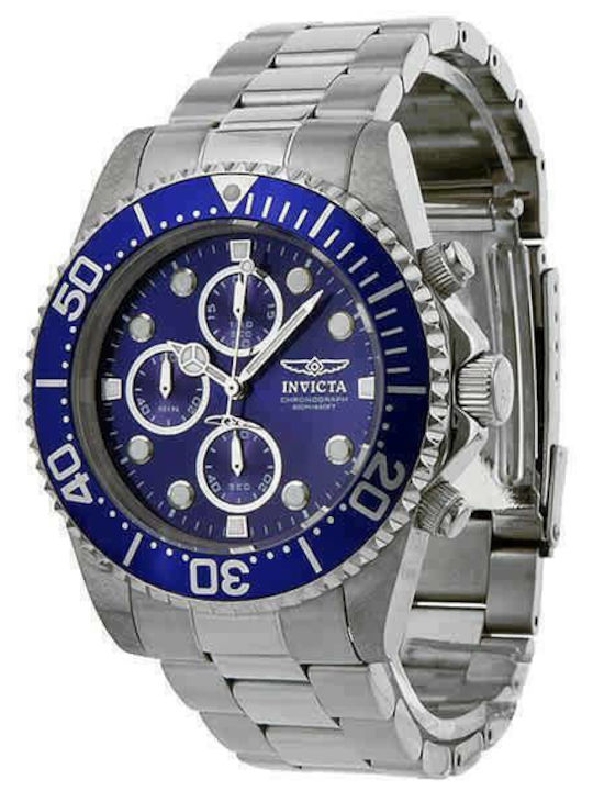 Invicta Pro Diver Ceas Bărbați 43mm Cronograf Kinetic cu Brățară Din Metal Argintie