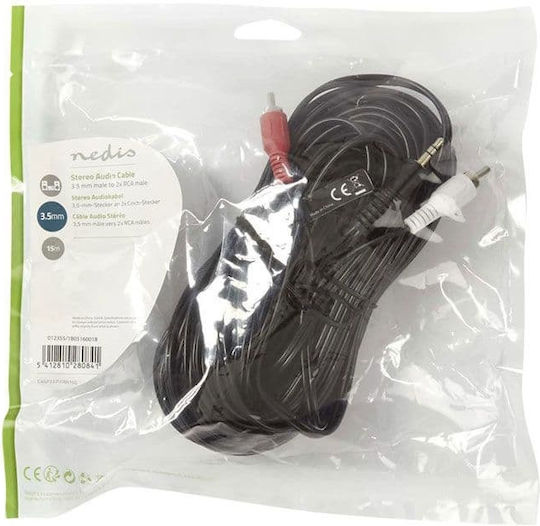 Nedis Καλώδιο 3,5 mm Stecker - RCA-Stecker Schwarz 15m (CAGP22200BK150)