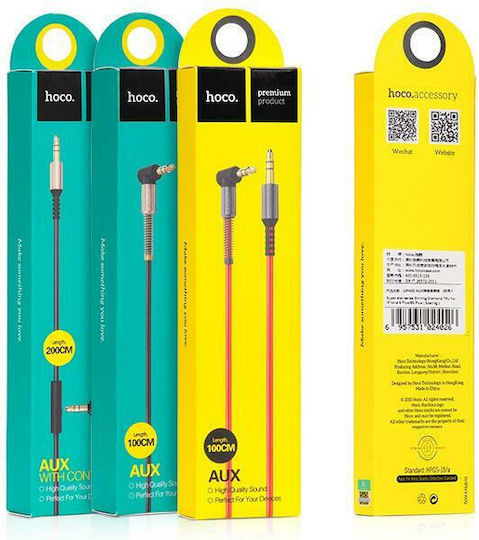 Hoco 3,5mm Klinkenkabel mit 3,5mm Stecker - Schwarz 1m mit Vergoldeten Anschlüssen UPA02