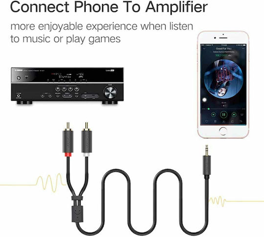 Ugreen 3.5mm Male - RCA Male Audio Cable Black 3m with Gold Plated Terminals 10512