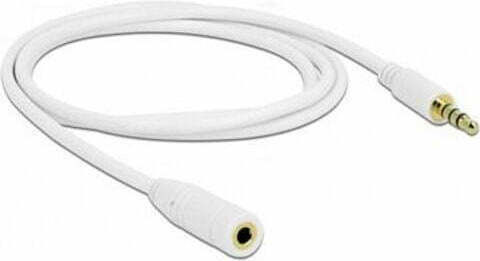 DeLock Audio Cable TRRS 3.5mm Male - 3.5mm Female White 1m with Gold Plated Terminals