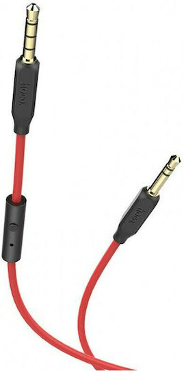 Hoco Hoco TRRS 3.5mm Male to 3.5mm Male Audio Cable Red 1m with Gold Plated Terminals