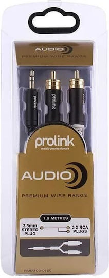 Prolink Audio Cable 3.5mm Male - RCA Male Black 1.5m with Gold Plated Terminals HMM103-150