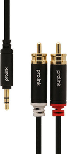 Prolink Audio Cable 3.5mm Male - RCA Male Black 1.5m with Gold Plated Terminals HMM103-150