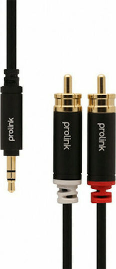 Prolink Audio Cable 3.5mm Male - RCA Male Black 1.5m with Gold Plated Terminals HMM103-150