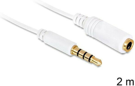 DeLock Καλώδιο Ήχου TRRS 3.5mm male - 3.5mm female Λευκό 2m με Επίχρυσους Ακροδέκτες 84482