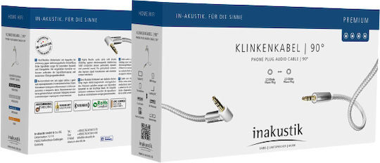 Inakustik Inakustik 3.5mm Jack Cable - 3.5mm Male to 3.5mm Male White 1.5m with Gold Plated Terminals