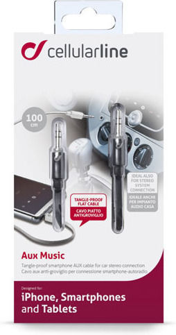 Cellular Line 3,5mm Klinkenkabel 3,5mm Stecker - 3,5mm Stecker Schwarz 1m AUXMUSICK