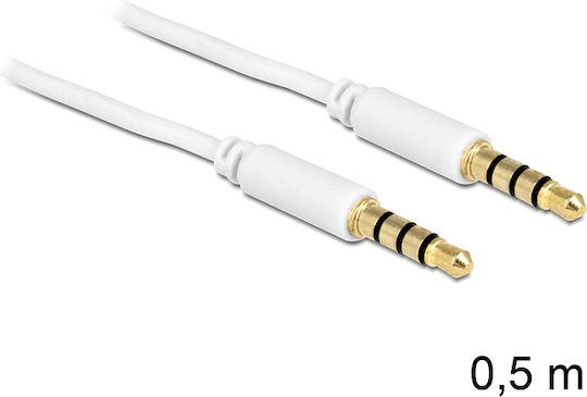 DeLock Καλώδιο Ήχου TRRS 3.5mm male - 3.5mm male Λευκό 0.5m με Επίχρυσους Ακροδέκτες 83439