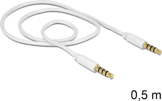 DeLock Καλώδιο Ήχου TRRS 3.5mm male - 3.5mm male Λευκό 0.5m με Επίχρυσους Ακροδέκτες 83439