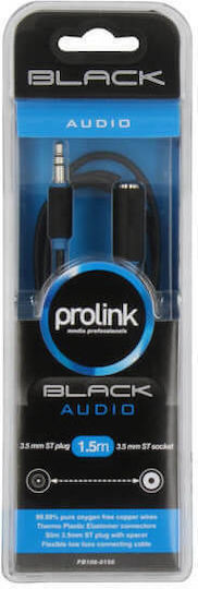 Prolink Καλώδιο Ήχου 3.5mm male - 3.5mm female Μαύρο 5m PB106-0500
