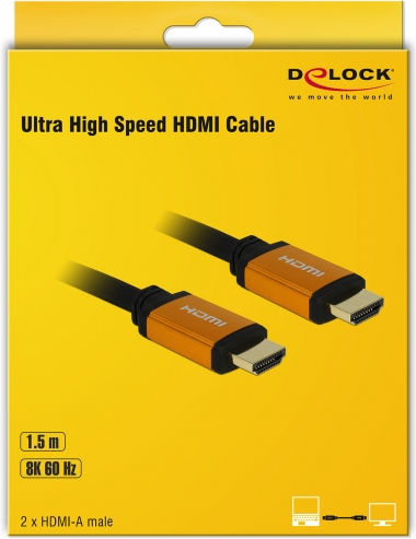 DeLock HDMI 2.1 Ultra High Speed 48Gbps 4K 120Hz HDR VRR Cable HDMI Male - HDMI Male 1.5m Black
