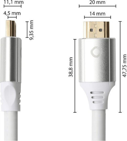 Oehlbach Magic MKII HDMI 2.1 Ultra High Speed 48Gbps 4K 120Hz HDR VRR Kabel HDMI-Stecker - HDMI-Stecker 3m Weiß