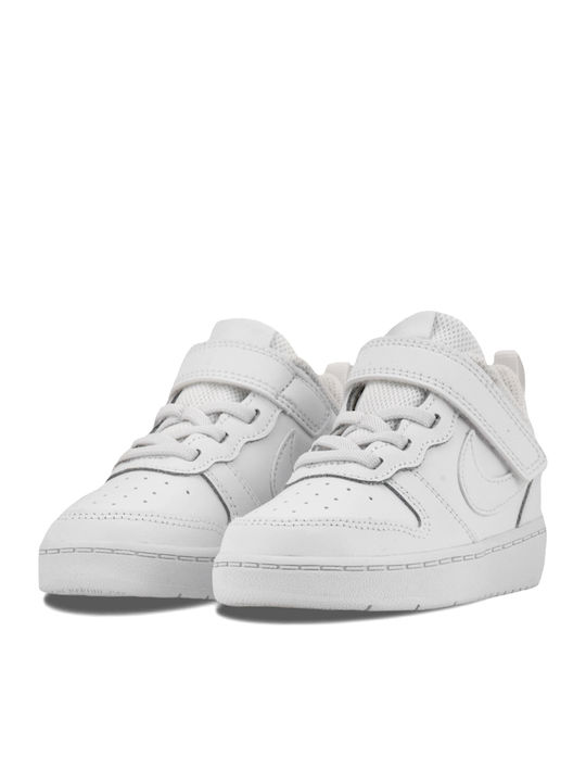 Court Borough Low 2 Kids Sports Shoes With Hoop & Loop Closure White