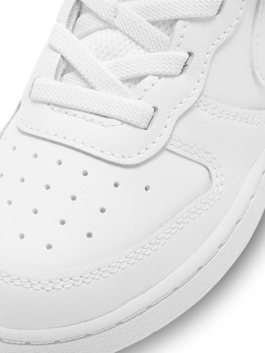 Court Borough Low 2 Kids Sports Shoes With Hoop & Loop Closure White