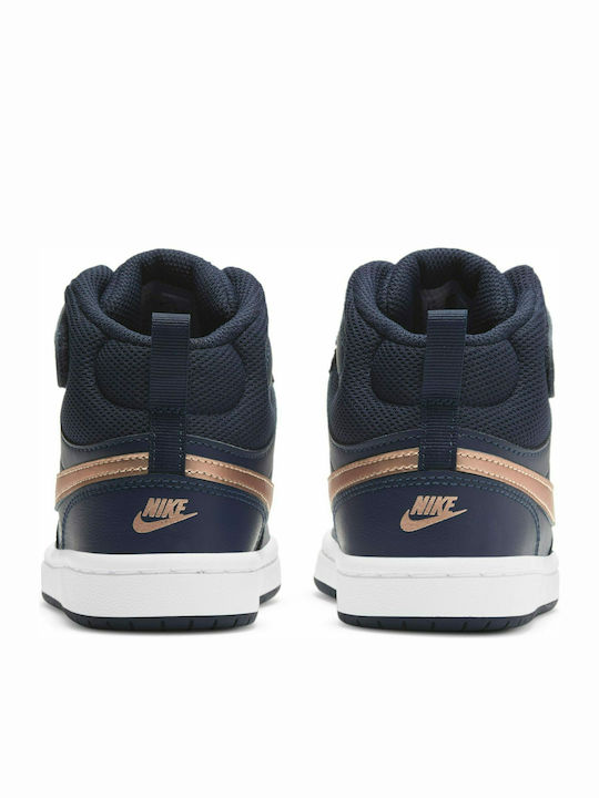 Court Court Borough Mid 2 Kids Sports Shoes with Hoop & Loop Closure Navy Blue